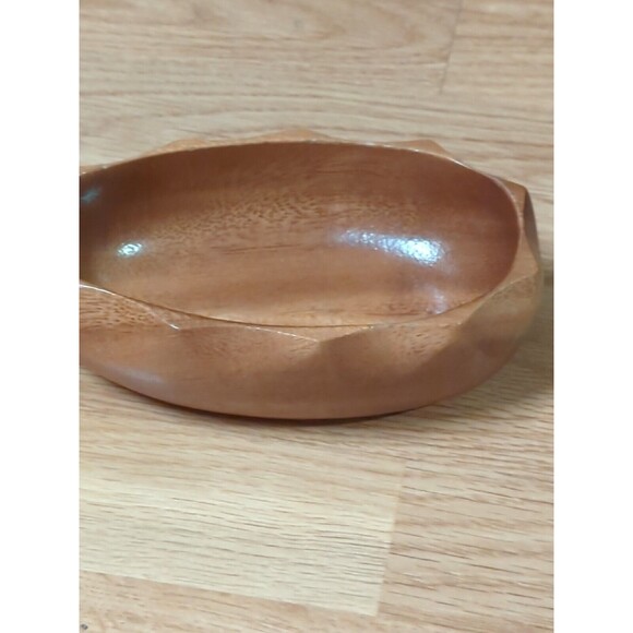 Hand Carved Monkey Pod Wooden Pineapple Bowl Dish Hawaii 9” Vintage - Picture 7 of 7